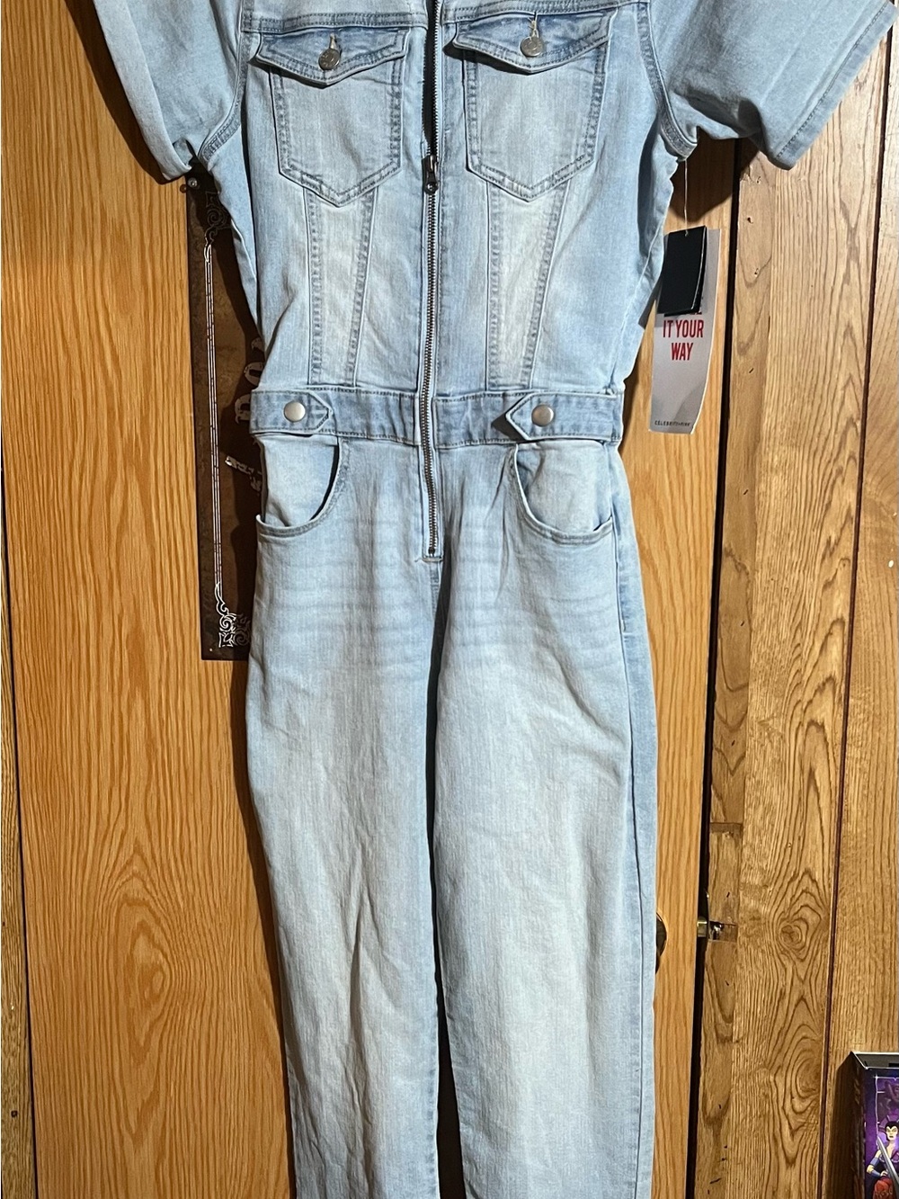 Celebrity Pink Light Blue Denim Boilersuit